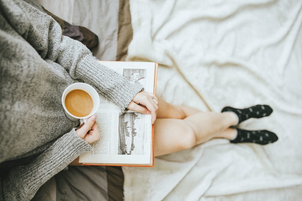 Woman reading and relaxing